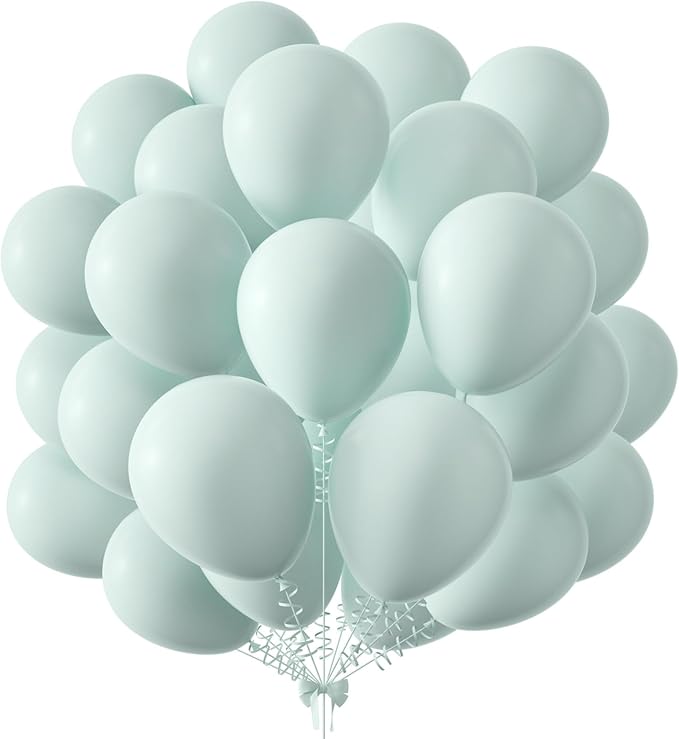 KALOR 12 Inch Pastel Green Balloons, 50 Pcs Latex Helium Macaron Balloons for Kid's Birthday Party, Baby Shower, Wedding, Graduate Party Decorations