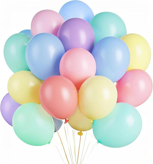Pastel Macaron Balloons 100 Pack, 12 Inch Latex Helium Rainbow Balloons Garland with Assorted Colors for Birthdays Weddings Baby Showers Graduation Arch Party Decorations