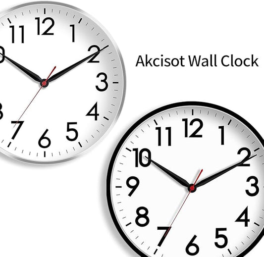 AKCISOT 16 Inch Wall Clock Large Silent Non-Ticking Wall Clocks Battery Operated - Analog Classic Clock Decorative for Living Room, Office, Home, School(Black)