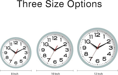 Wall Clock Silent Non-Ticking Modern Clock Battery Operated10 Inch Small Classic Analog Decorative for Kitchen, Bathroom, Office, Bedroom, Home(Blue Gray)