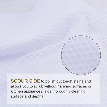 SINLAND Wholesale Microfiber Dish Cloth Best Kitchen Cloths Cleaning Cloths with Poly Scour Side 12Inchx12Inch 10 Pack White