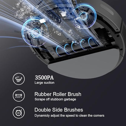 Robot Vacuum and Mop Combo, 2-in-1 Robotic Vacuum Cleaner for Hard Floors & Low-Pile Carpet, App & Remote Control, Slim Quiet Auto-Recharge Smart Mapping for Pet Hair
