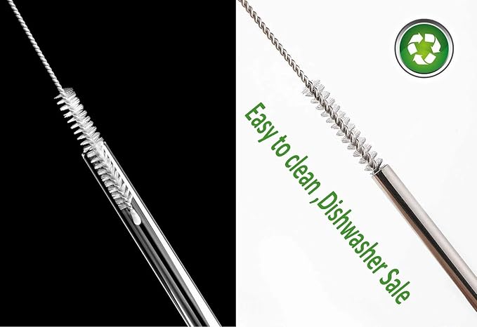 Straw Cleaner Brush for Stanley Cup, Pipe Cleaners Extend 10in Length x 2/5in diam, Straw Cleaning Brush for Tube, Tube Cleaner with Nylon Bristles and Stainless Steel Handle Set of 10 Pack