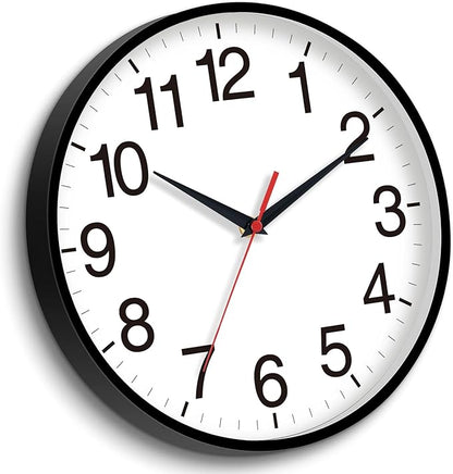 16 Inch Wall Clock Modern Battery Operated Silent Non Ticking Large Analog Clock for Living Room Office Home Bedroom Kitchen Bathroom(Black)