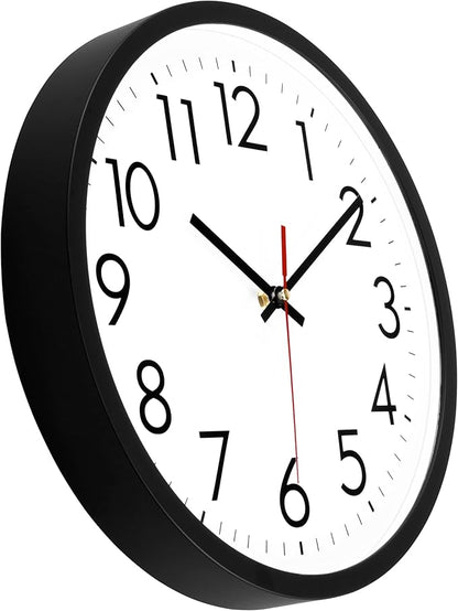 Lumuasky Wall Clock, Silent Non-Ticking 12 Inch Quartz Battery Operated Round Analog Wall Clock for Classroom,School, Office, Living Room, Bedroom,Kitchen