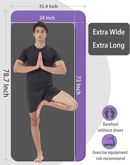 Yoga Mat Thick Wide Yoga Mats for Women Men Large Exercise Mat 78"x35" 1/2 Inch Workout Mat for Home Gym, with Carrying Yoga Bag