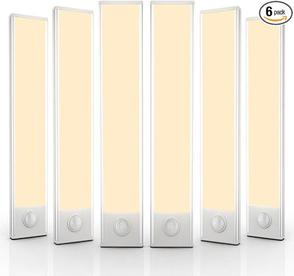 6 Pack Under Cabinet Lights Wireless, 50 LED Motion Sensor Light Indoor Rechargeable Magnetic Closet Lights Battery Operated, Under Counter Lights for Kitchen, Wardrobe, Stairs, Warm Light