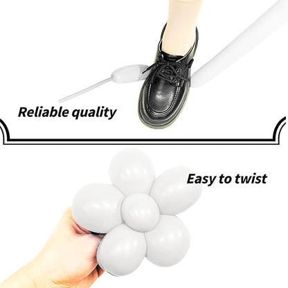 260 Balloons, Thickening Long Balloons for Tying Balloon Arch, Twisting Latex Animals Magic Modeling Skinny Birthday Balloons for Kid‘s Party Wedding Decoartion 100pcs （White）