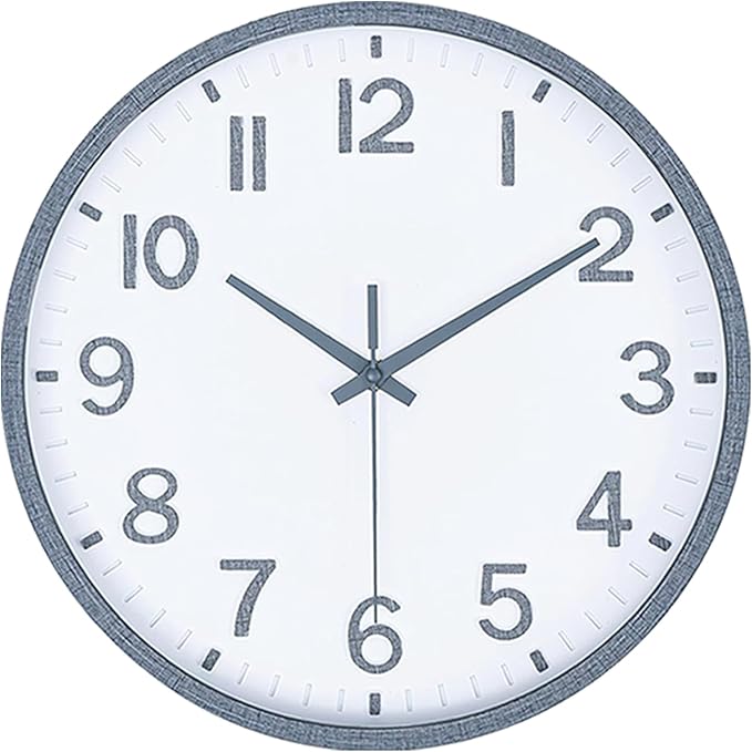 Wall Clocks Battery Operated 10 inch Modern Wall Clock,Silent Non Ticking Wall Clock for Living Room Bedroom Kitchen Office Classroom Decor (Texture Gray White)