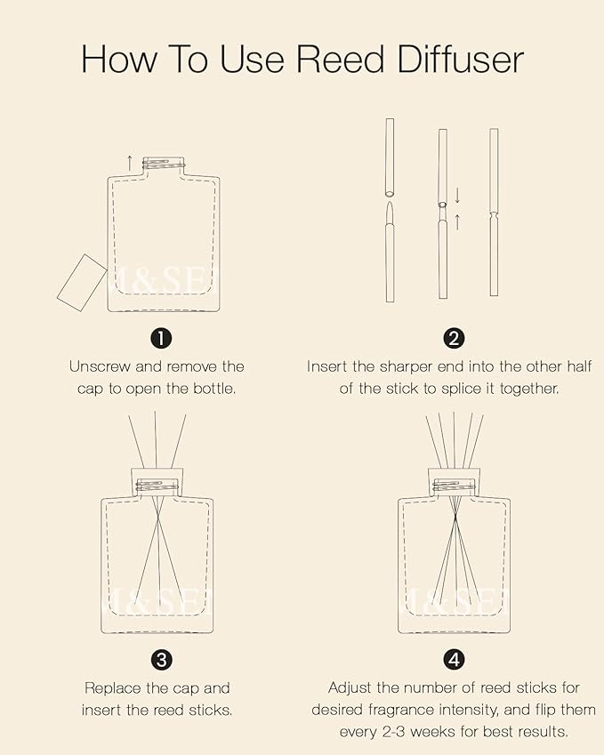 M&SENSE Bamboo Peony Reed Diffuser Set - 16.9 fl oz Non-Toxic Natural Scented with Sticks, Long-Lasting Essential Oil Diffuser Gift for Bedroom, Bathroom & Office Decor