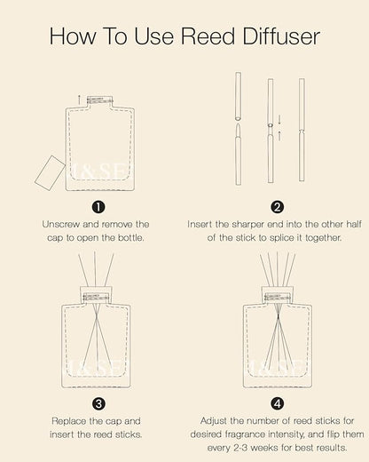 M&SENSE Lavender Vanilla Reed Diffuser Set - 16.9 fl oz Long-Lasting Home Scent Diffuser with Sticks, Natural Essential Oil Diffuser Gift for Office, Bedroom Bathroom