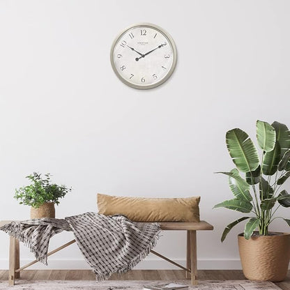 Modern Farmhouse Clock, Non Ticking Silent Clock, Modern and Vintage (Morning Silver, 10 inch)
