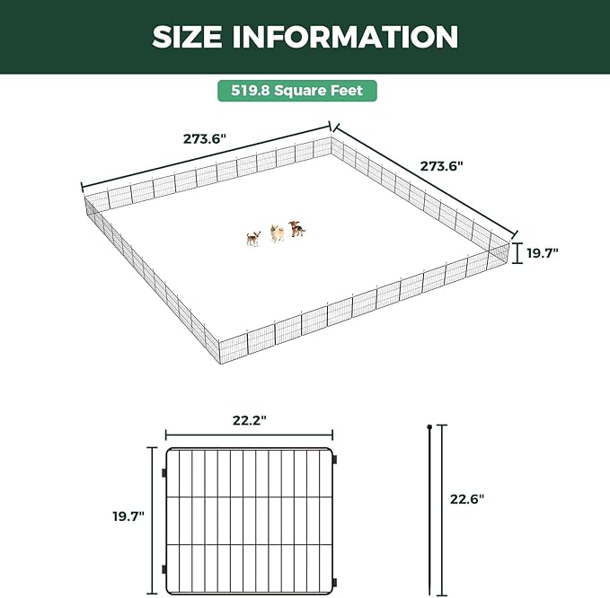 FXW MiniPaws Unleashed Dog Playpen for Yard & RV Camping, Expandable 20-inch 48 Panels for Puppies and Small Dogs, Portable for Indoor and Outdoor Use