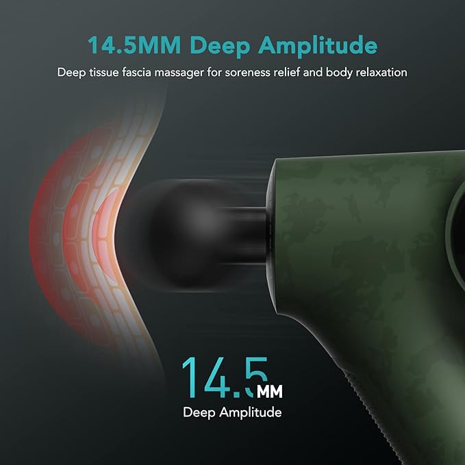 Opove Massage Gun Fascia Percussive Muscle Massager 14.5mm for Back Pain Relief Workout Recovery in Gym Home Office Daily Massage, Ergonomic for Effortless to Use, Apex Green