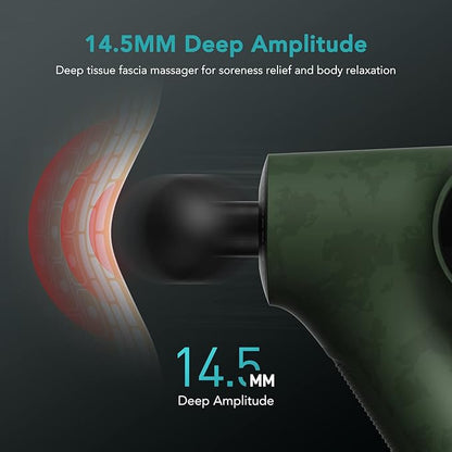 Opove Massage Gun Fascia Percussive Muscle Massager 14.5mm for Back Pain Relief Workout Recovery in Gym Home Office Daily Massage, Ergonomic for Effortless to Use, Apex Green