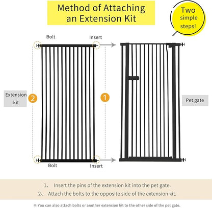 Lumizone Extra Tall Cat Gate Extension Kit 61.02" High Pressure Mounted 2025 New 29.52" Extra Wide 1.37" Gap No Drilling Tall Pet Gate for Dogs (Black, 61.02" H x 29.52" W, Extension)