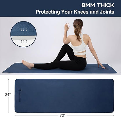StrongTek Eco-Friendly Cork Yoga Mat, 7mm Thick, 72"x24", Cork+TPE, 2 lbs, Non-Slip, Lightweight & Cushioned Mat for Hot Yoga, Pilates & Home Fitness, Durable Surface with Natural Grip and Carry Strap