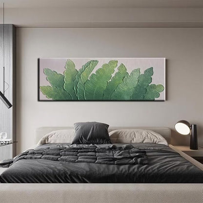 YaSheng Art - Thick Texture Modern minimalist 3D textured wall art Oil Paintings on Canvas Green plant paintings handmade Abstract artwork painting canvas wall art for bedroom Home Wall Art Deco Oil Painting Long size 24X60 Inch