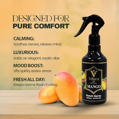 Room Spray Freshener - Long-Lasting Luxury Scents - Room and Linen Spray for Bedding, Sheets, Fabric, Furniture for Aromatherapy - 10.14 fl oz (Multipack 3:Mango,Jasmine,Spring)