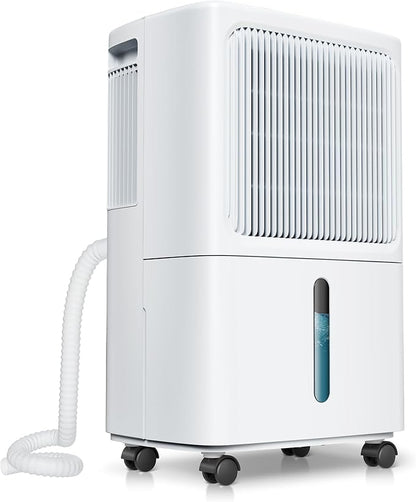 2,500 Sq Ft Home Dehumidifier with Drain Hose, 55 OZ Water Tank, 24 Hr Timer, 34 Pints High Efficiency Compressor for Basement, Bedrooms, Bathrooms and Laundry Rooms