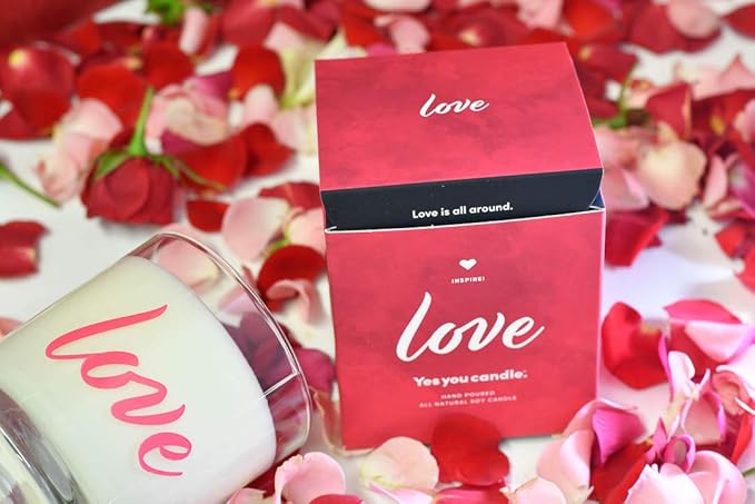 Love, Bergamot, Wine, Orange, Vanilla, Lillies & Musk, Highly-Scented, Inspirational Soy Candle, Made in USA, Pure Essential Oils, Aromatherapy, 9.5 oz