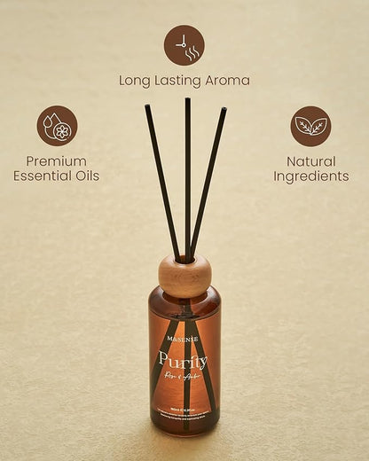 M&SENSE Rose Amber Reed Diffuser: 6.3 fl oz Non-Toxic Aroma Set with Sticks, Light & Subtle Fragrance, Long-Lasting Natural Essential Oil Gifts for Bedroom, Shelf Decor & Small Spaces