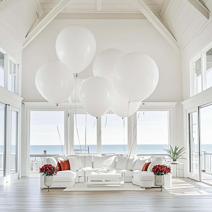 50 Pack White Balloons 24 Inch White Latex Party Balloon for Wedding, Birthday, Baby Shower and More