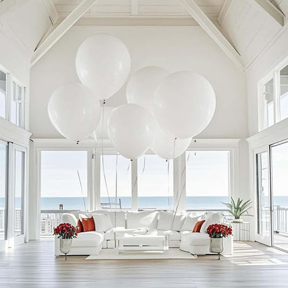 50 Pack White Balloons 24 Inch White Latex Party Balloon for Wedding, Birthday, Baby Shower and More