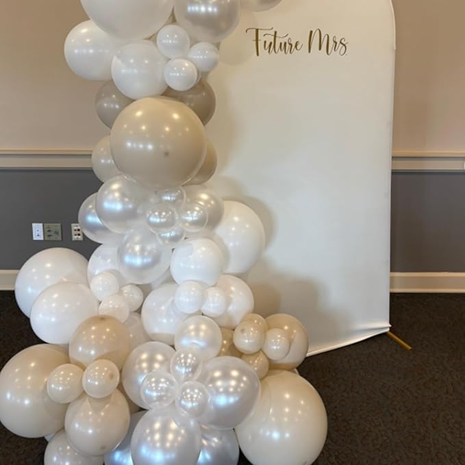 White Balloons, 55 PCS 12 Inch Double Stuffed Pearl White Wedding Balloons for Engagement Proposal Bridal Shower Baby Shower Birthday Party Decorations