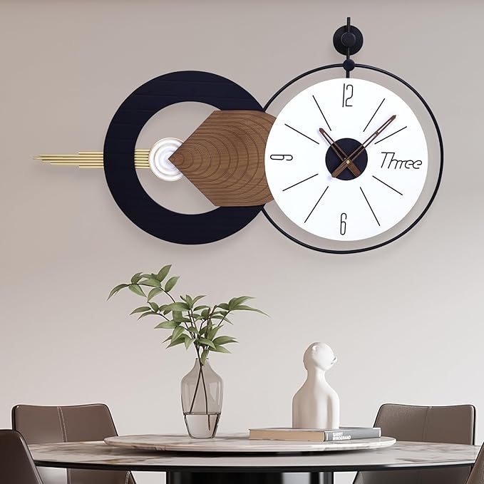 35x20 Inch Battery Operated Large Wall Clock for Living Room Decor - Modern Decorative Clocks Abstract Art for Home, Dining Room, Bedroom, Kitchen, Office