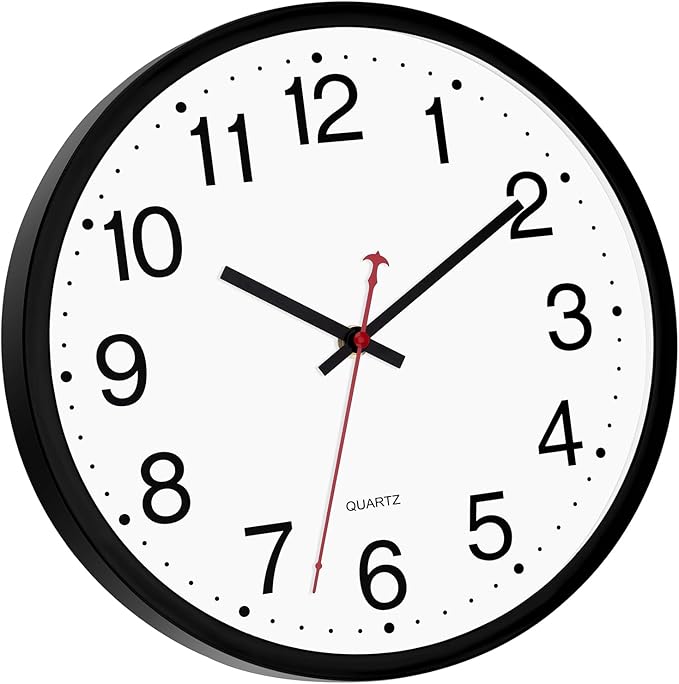 Foxtop 4 Pack Multi-Time Zone Black Wall Clock, 12 Inch Silent Non Ticking Quartz Battery Operated Round Classic Analog Wall Clock for Classroom School Office Living Room Bedroom Home