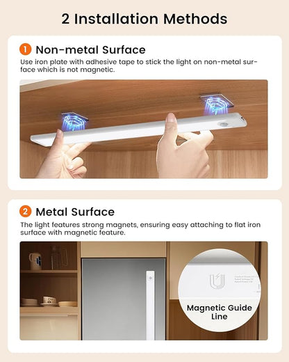 8 Inch Under Cabinet Lights, 41 LED Rechargeable Magnetic Motion Sensor Light Indoor, Brightness Dimmable 6000K Stepless Dimming Closet Light, for Under Counter, Kitchen, Stairs, Closet, 5 Packs