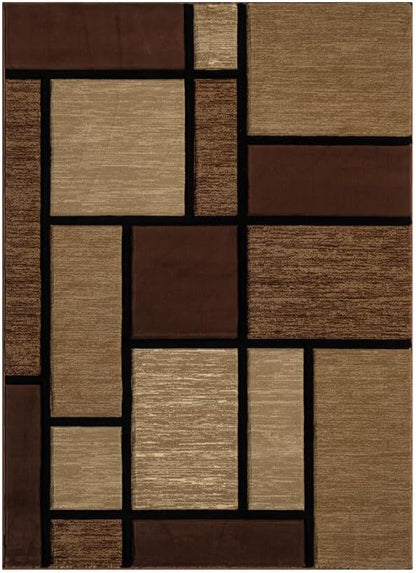 Ultra Soft Area Rug Hand Carved - Modern Abstract Design for Indoor Living Room & Bedroom - Stain Resistant, Easy to Clean - (2'7''x7, Brown)