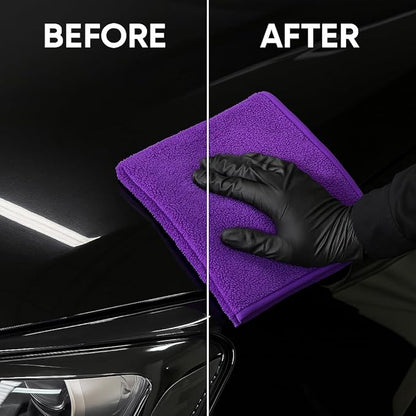6 Pack Reusable Pak Details Micro Fiber Towels Car Detailing | 16x16 Ultra-Absorbent & Dual-Sided Car Microfiber Towel for Polishing, Wax Removal & Buffing | Lint & Streak-Free | Auto Cleaning Cloths