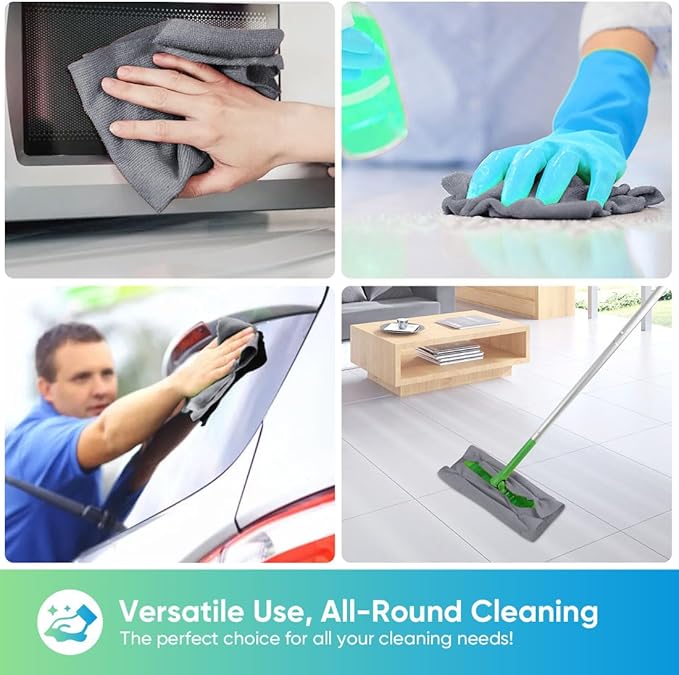 HOMEXCEL Grey Microfiber Cleaning Cloths 100 Pack, Highly Absorbent, Lint & Scratch-Free Cleaning Rags for House Kitchen, Grey Microfiber Towels for Car 11.5 x 11.5 inch