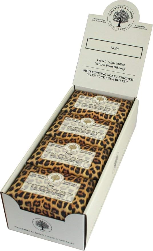 Wavertree & London Noir Scented Natural Soap (8 Bars), 7oz Moisturizing French Triple Milled Soap Bars enriched with shea butter - Pure Plant Oil Bath & Body Bars for All Skin Types