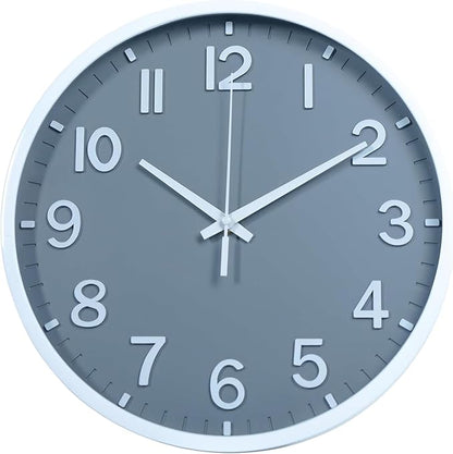 Wall Clocks Battery Operated 10 inch Modern Wall Clock,Silent Non Ticking Wall Clock for Living Room Bedroom Kitchen Office Classroom Decor (Gray White)
