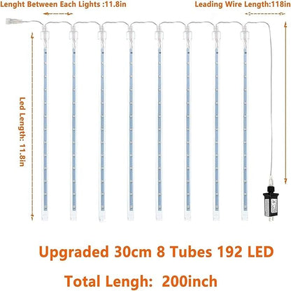 2 Pack Christmas Decorations Lights Outdoor, Extendable Meteor Shower Lights with Timer, Total 384LED 30cm 16 Tubes Indoor Outdoor Snow Cascading String Light for Xmas Party Yard Decor (Multi-Colored)