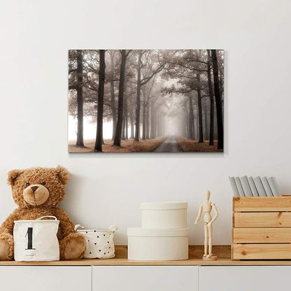 Wexford Home Home Decor Landscape Canvas Wall Art Abstract Floral Painting Modern Pictures Artwork Decoration for Living Room Kitchen Bathroom Office, Ready to Hang, Misty Road, 12x18