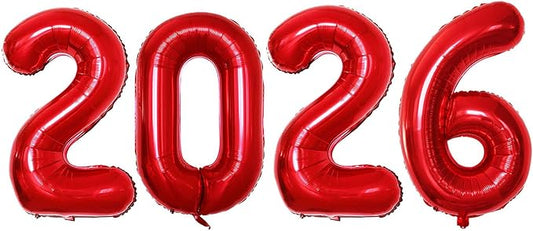 GOER 42 Inch 2026 Red Foil Number Balloons for 2026 New Year Eve Festival Party Supplies Graduation Decorations