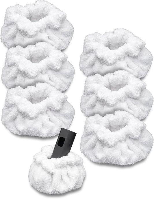 Steam Cleaner Accessories, Small Bonnets (Triangle) Compatible with Dupray Steam Cleaner, Reusable Steam Mop Pads Bonnets Compatible with McCulloch/awasky Steam Mop (Double-Layer) -6 PACK
