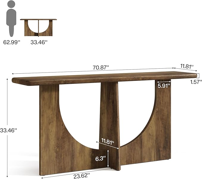Tribesigns Console Table for Entryway, 71-Inch Farmhouse Entryway Table with Sturdy Geometric Frame, Extra Long Sofa Console Behind The Couch for Living Room, Foyer, Entrance, Rustic Brown