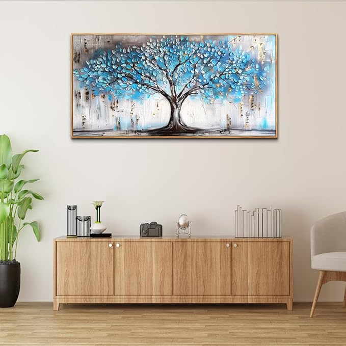 Wapluam Canvas Wall Art For Office Large Panoramic Tree Landscape Abstract Wall Paintings Living Room Wall Decorations Bedroom Decor Wood Framed Prints Textured Pictures Artwork Modern Hotel Decor