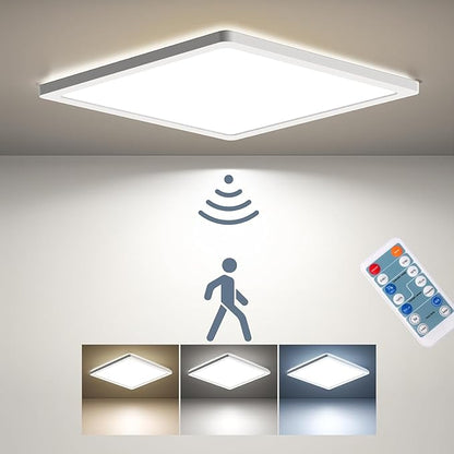 BLNAN Dimmable Motion Sensor LED Ceiling Light with Remote Control, 12 Inch 24W 2400LM Radar Motion Activated Flush Mount Wired Light Fixture for Closet Hallway Laundry Porch Stair, 3000K 4000K 5000K