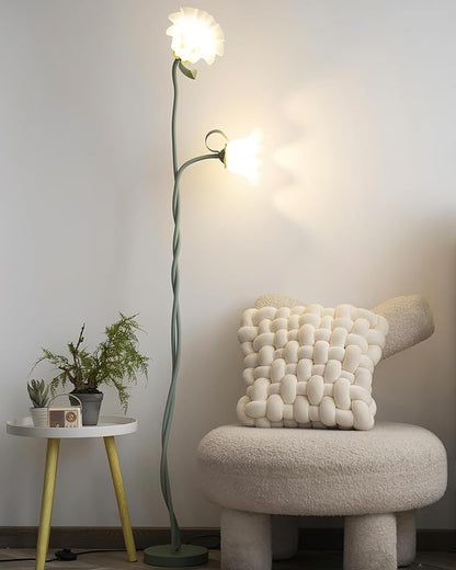 Creative Lily of The Valley 2 Heads Flowers Lily Floor Lamp Living Room Sofa Side Bedroom Bedside Flower Floor Lamp (2heads)