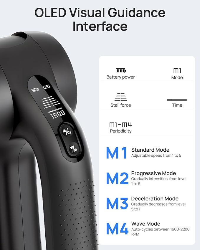 Massage Gun Deep Tissue with Heat Therapy, 12mm Amplitude Muscle Massager for Athletes, 5 Speeds & 4 Modes Massager Gun for Neck Back Shoulder Leg Pain Relief - Ideal Gift for Men, Black