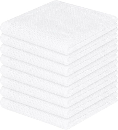 Homaxy 100% Cotton Waffle Weave Kitchen Dish Cloths, Ultra Soft Absorbent Quick Drying Dish Towels, 12 x 12 Inches, 8-Pack, White