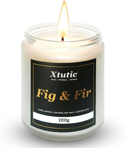Scented Soy Candles, 7oz in White Frosted Jar - 50-Hour Burn Time, Aromatherapy Candle for Home Decor, Cozy Gifts for Any Occasion,Ideal Gifts for Women(Fig & Fir)
