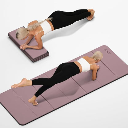 Foldable Yoga Mat Extra Thick 0.32 Inches Eco-Friendly POE Material, Non-Slip Design Fitness Mats, Multi-Purpose Workout Mats For Studio or Home Use (70 x 24 x 0.32 inches）