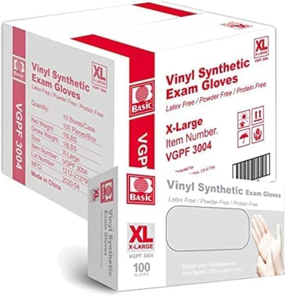 Disposable Vinyl Gloves Powder Free, Latex Free, 4 Mil 100 Per Box | 1000 Per Case